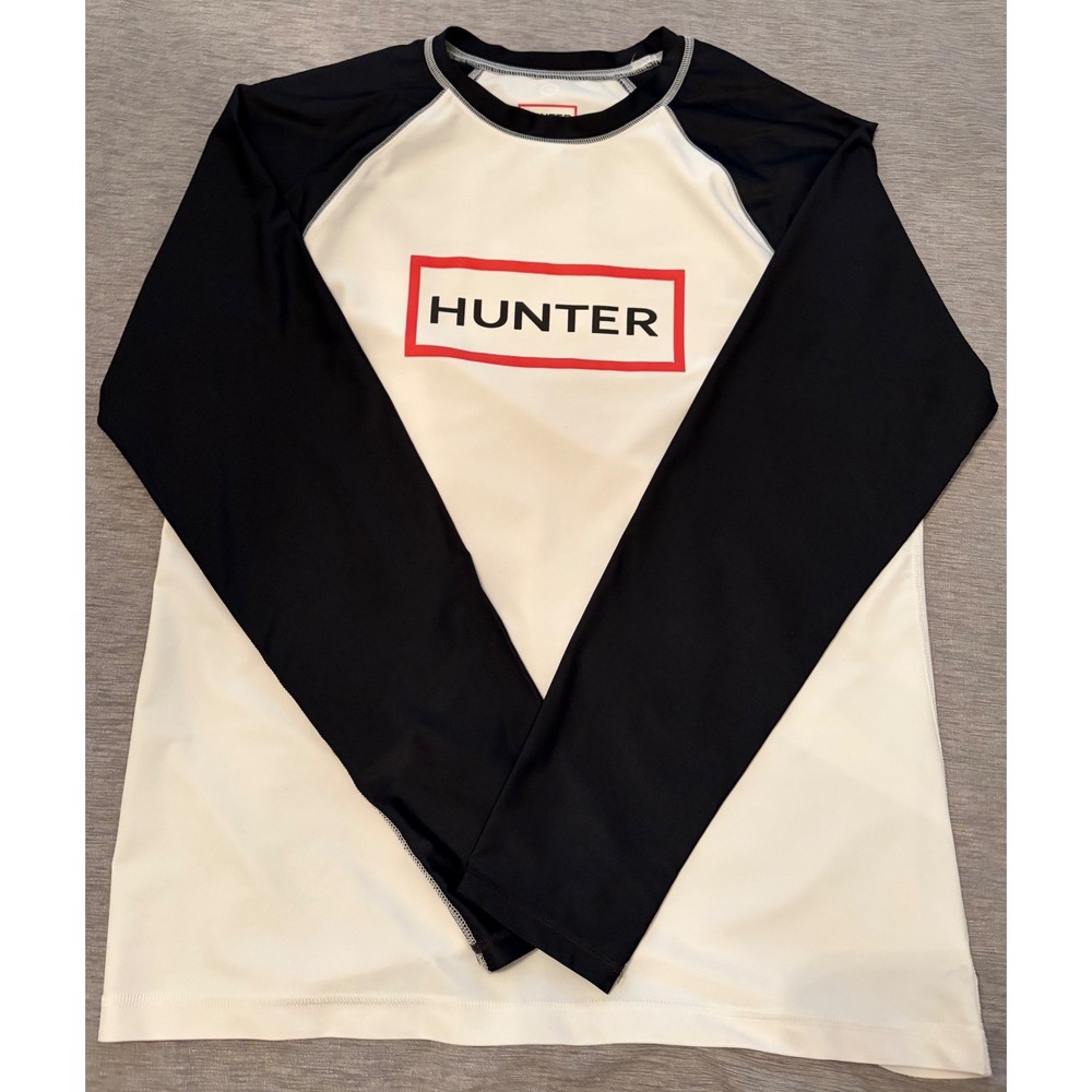 Hunter for Target Mens Long Sleeve Rash Guard White Black Colorblock Logo XL
